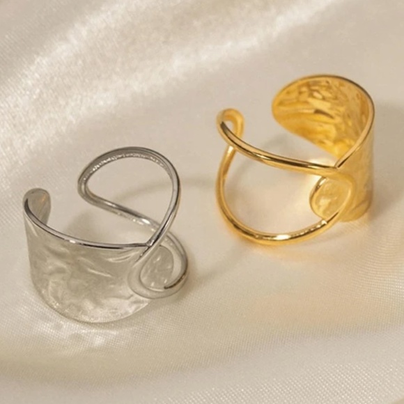 BellanBlue Jewelry - 18k gold plated Stainless Steel Adjustable Cuff Ring